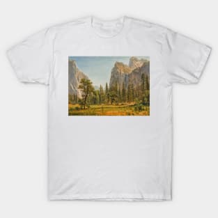 Bridal Veil Falls, Yosemite Valley, California by Albert Bierstadt T-Shirt